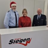 Moderatorin Ann-Christin Schmidt (Bildmitte) zusammen mit den Vertrertern der Polizei, Pressesprecher Stefan Pusch (links) und Abteilungsleiter Klaus Bunse (rechts)